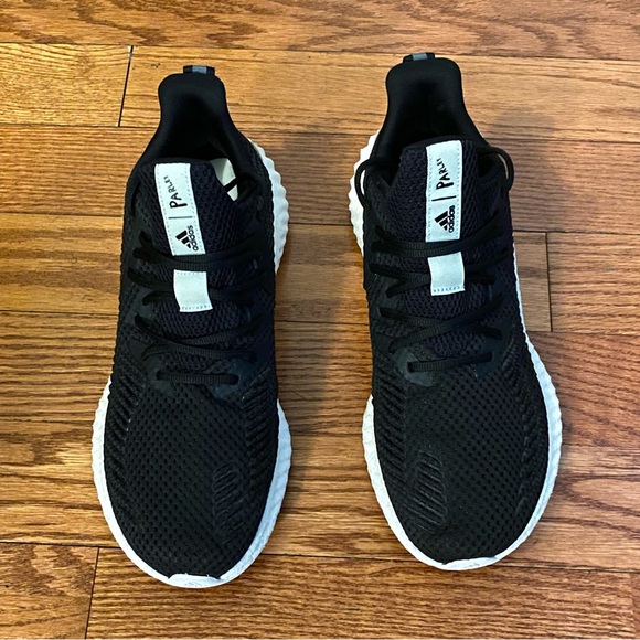 Adidas Parkey Alphaboost Alpha Boost black white mesh no tongue lace up sneakers - Picture 2 of 11